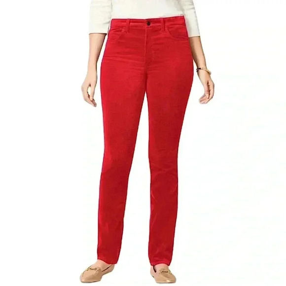 {Talbots} "Heritage" Short Petite Velvet Straight Leg Trousers Jeans Pants - Picture 1 of 4